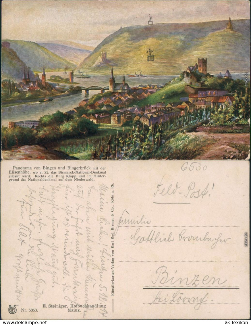 Ansichtskarte Bingen Am Rhein Panorama-Ansicht Mit Bingerbrücke 1914 - Bingen