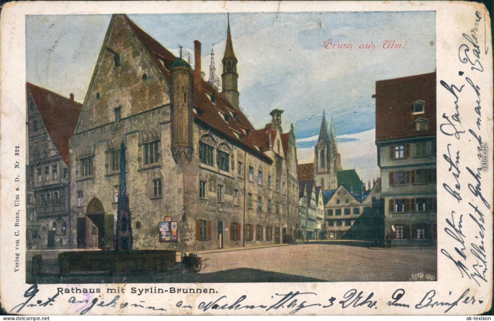 Ansichtskarte Ulm A. D. Donau Rathaus Mit Syrlin-Brunnen 1912 - Ulm