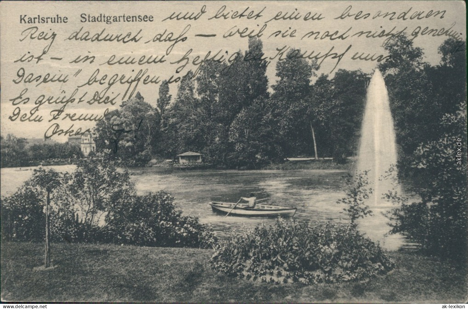 Ansichtskarte Karlsruhe Stadtgartensee 1910 - Karlsruhe