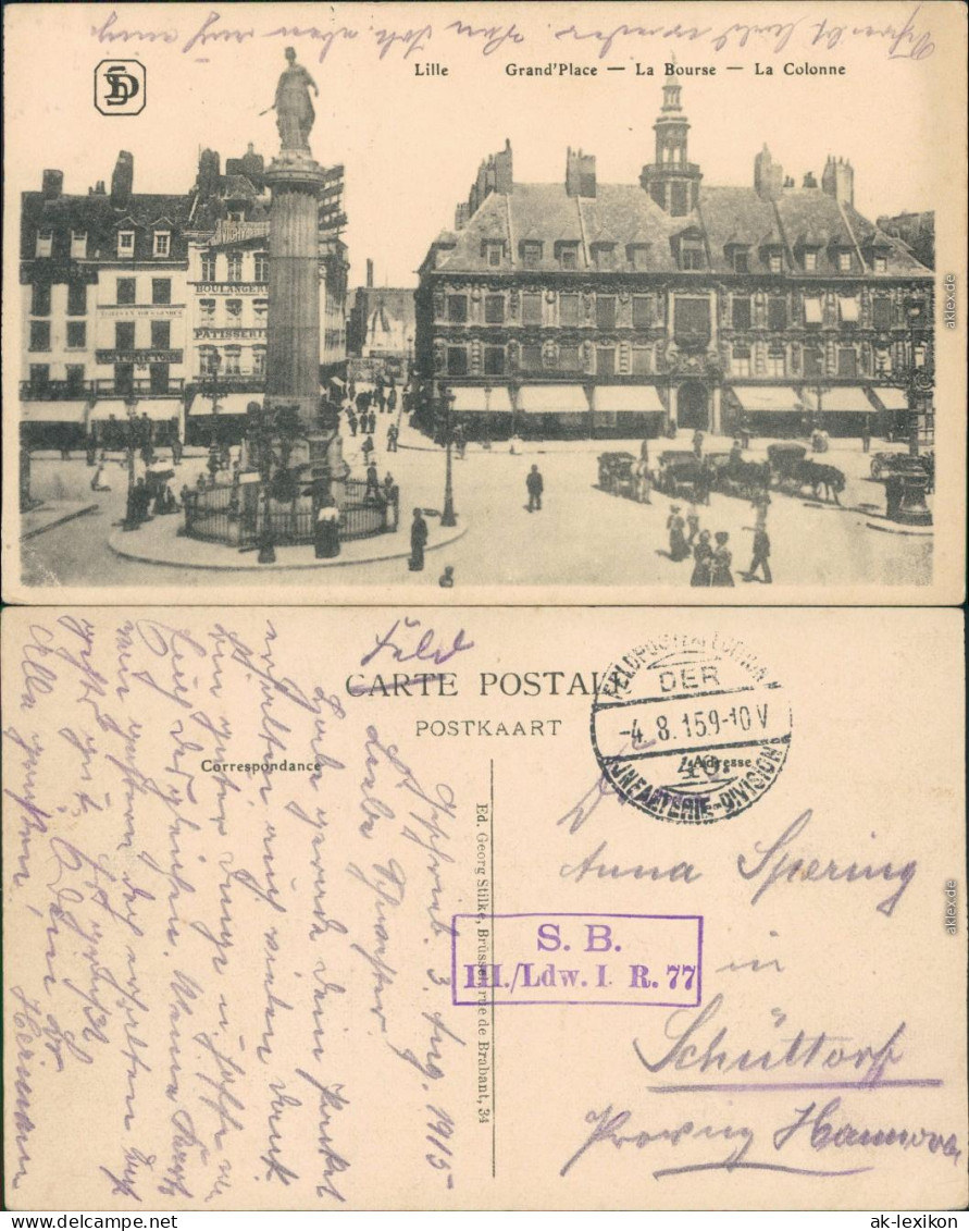 CPA Lille Grand Place, La Bourse 1915  - Lille