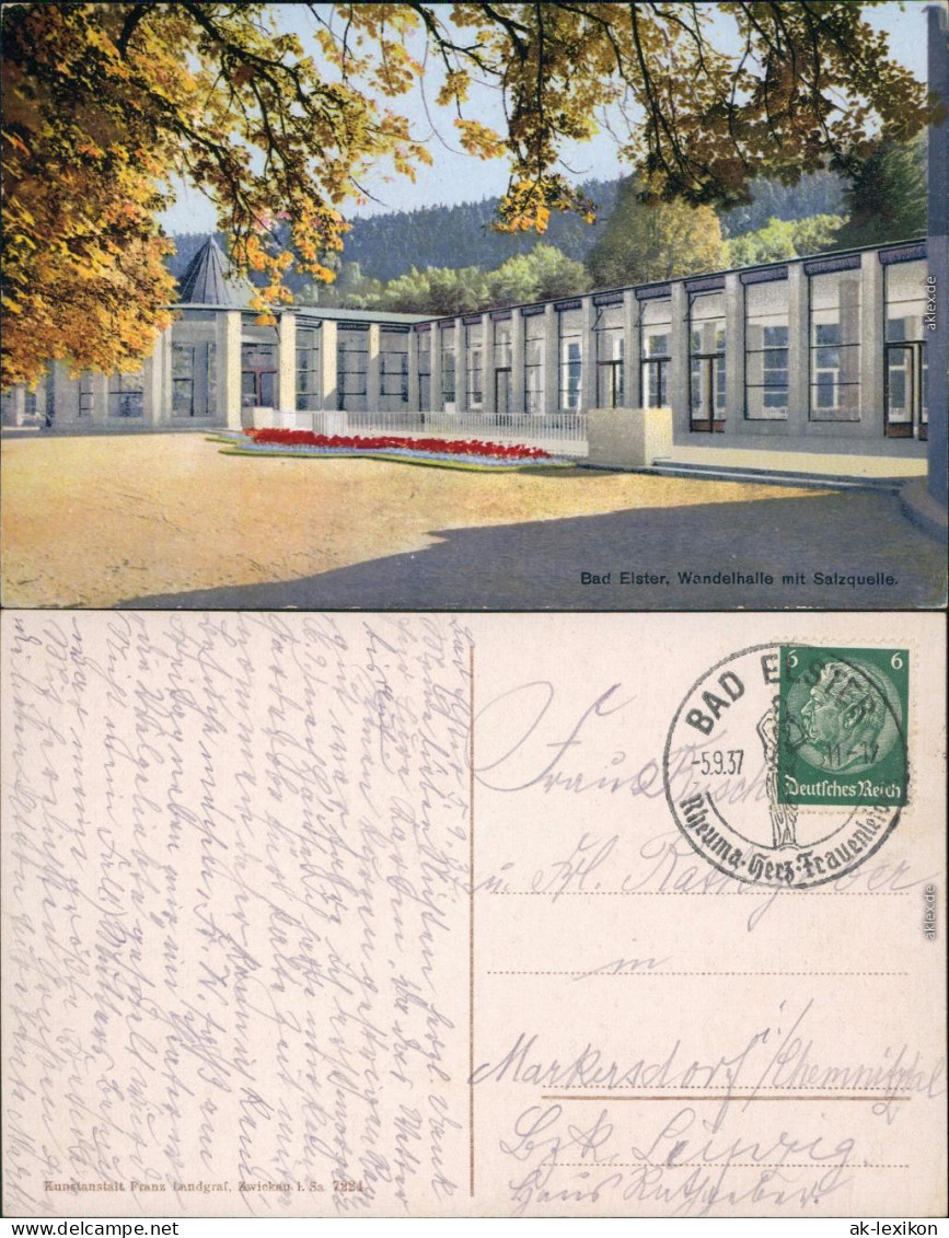 Ansichtskarte Bad Elster Wandelhalle Mit Salquelle 1937  - Bad Elster