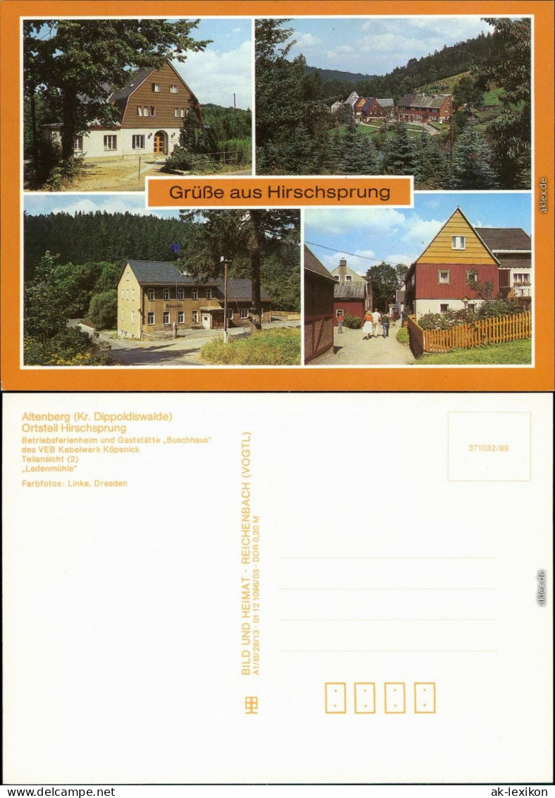 Hirschsprung-Altenberg Erzgebirge) "Buschhaus", Teilansicht, Ladenmühle 1987 - Altenberg
