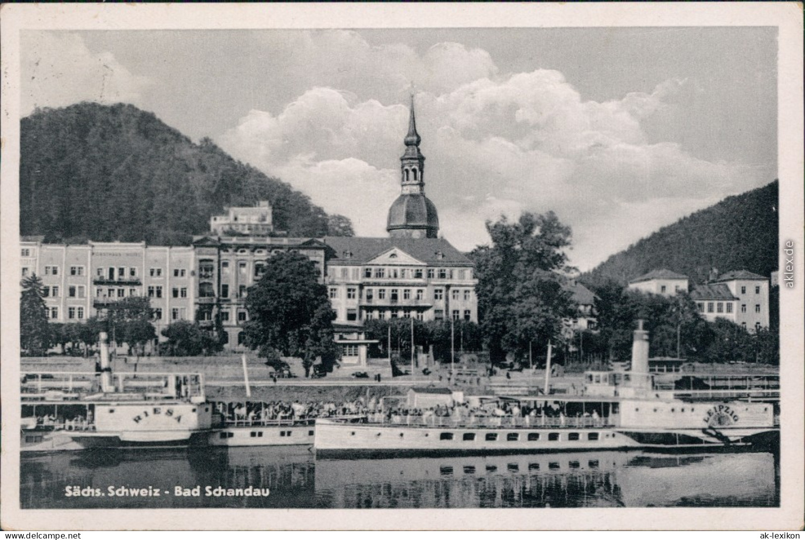 Bad Schandau Dampfer Riesa Und Dampfer Leipzig Vor Der Stadt 1957  - Bad Schandau