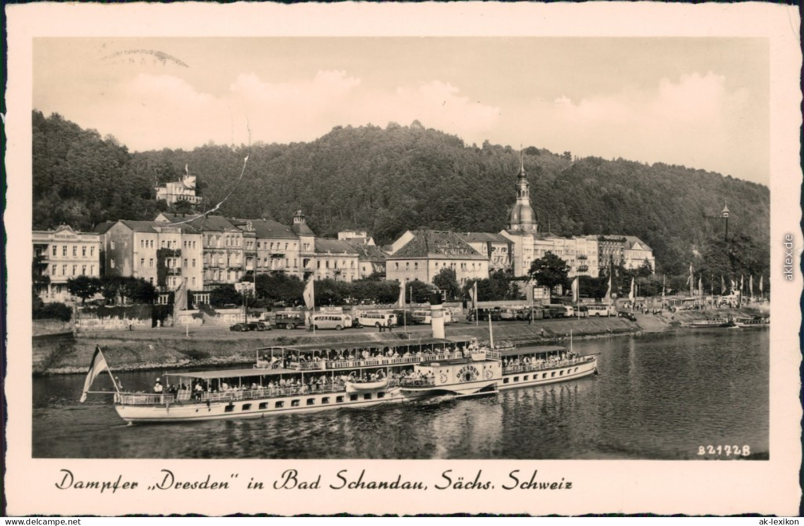Ansichtskarte Bad Schandau Dampfer Dresden, Stadt - Parkplatz 1958  - Bad Schandau