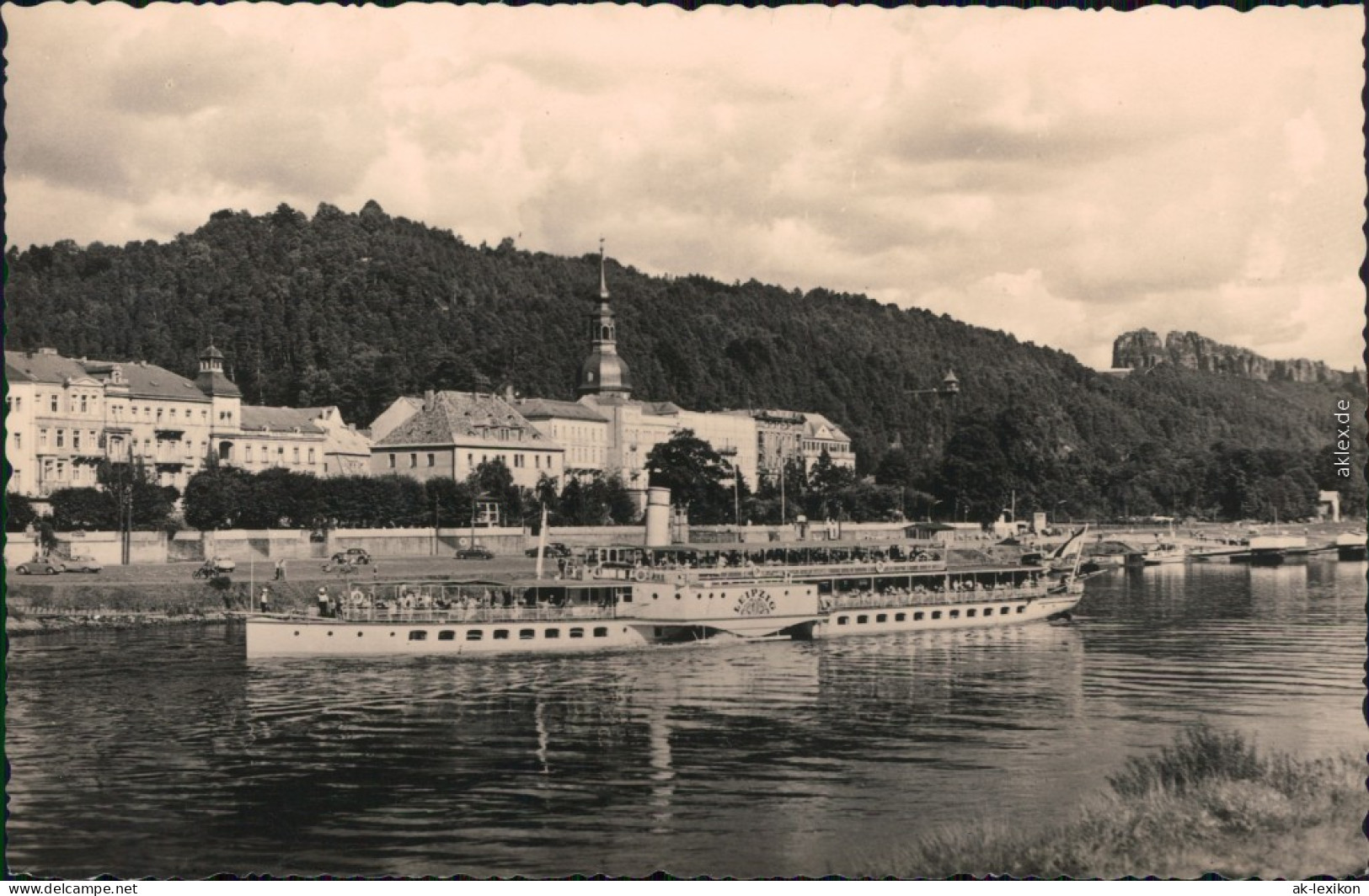 Ansichtskarte Bad Schandau Dampfer Leipzig Vor Der Stadt 1952  - Bad Schandau