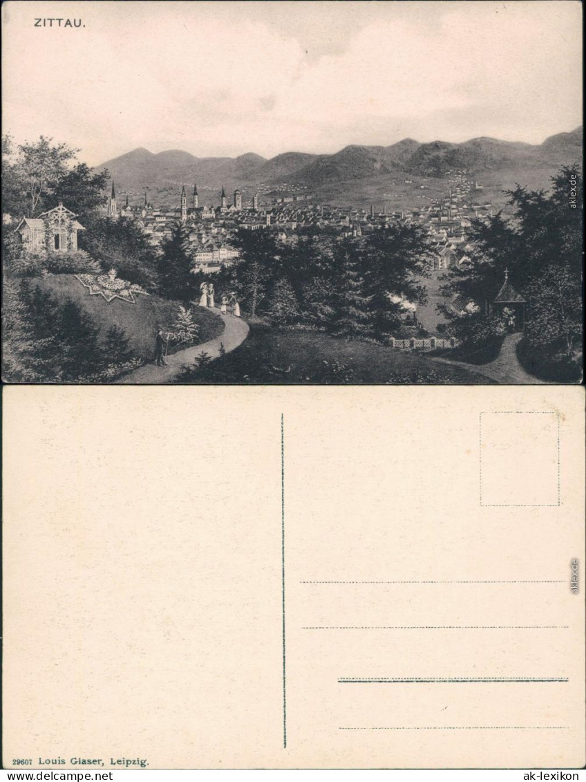 Ansichtskarte Zittau Panorama Blick Vom Berg Mit Damen 1910 - Zittau