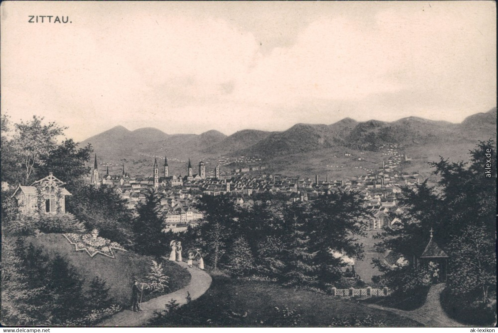 Ansichtskarte Zittau Panorama Blick Vom Berg Mit Damen 1910 - Zittau