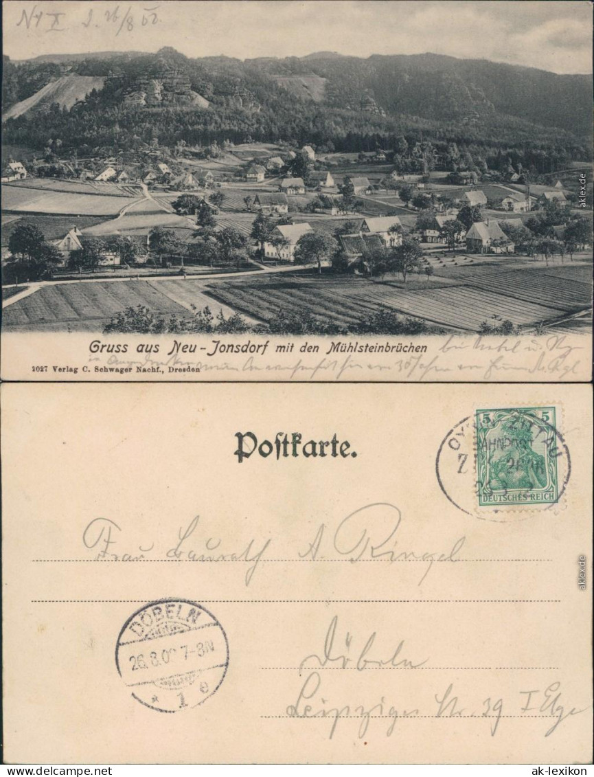 Ansichtskarte Jonsdorf Neu-Jonsforg Panorama Mit Mühlsteinbrüchen 1908 - Jonsdorf