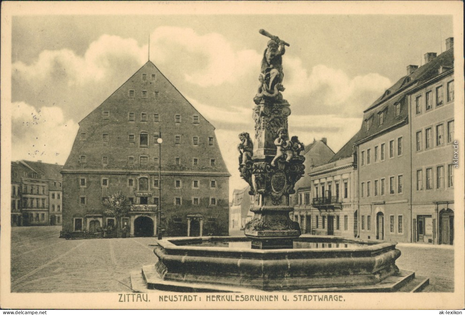 Ansichtskarte Zittau Herkulesbrunnen Und Stadtwaage 1916  - Zittau