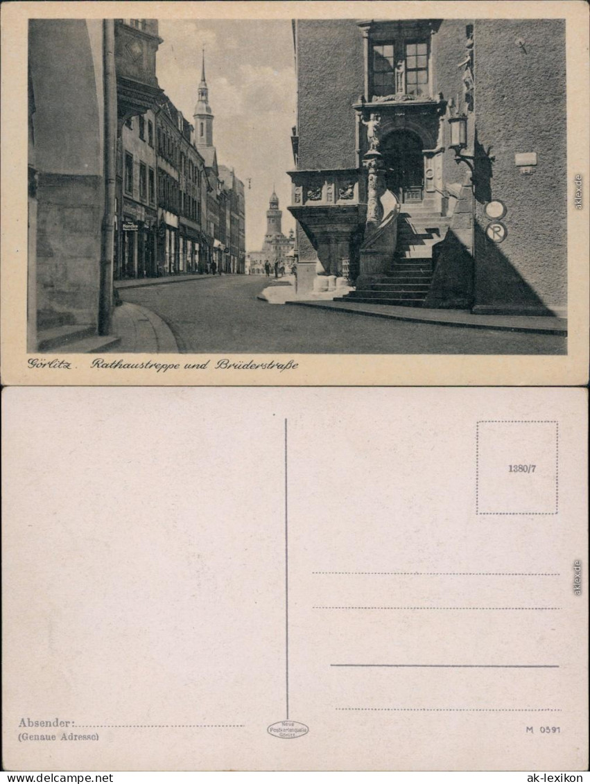 Ansichtskarte Görlitz Zgorzelec Rathaustreppe Und Brüderstraße 1907 - Görlitz