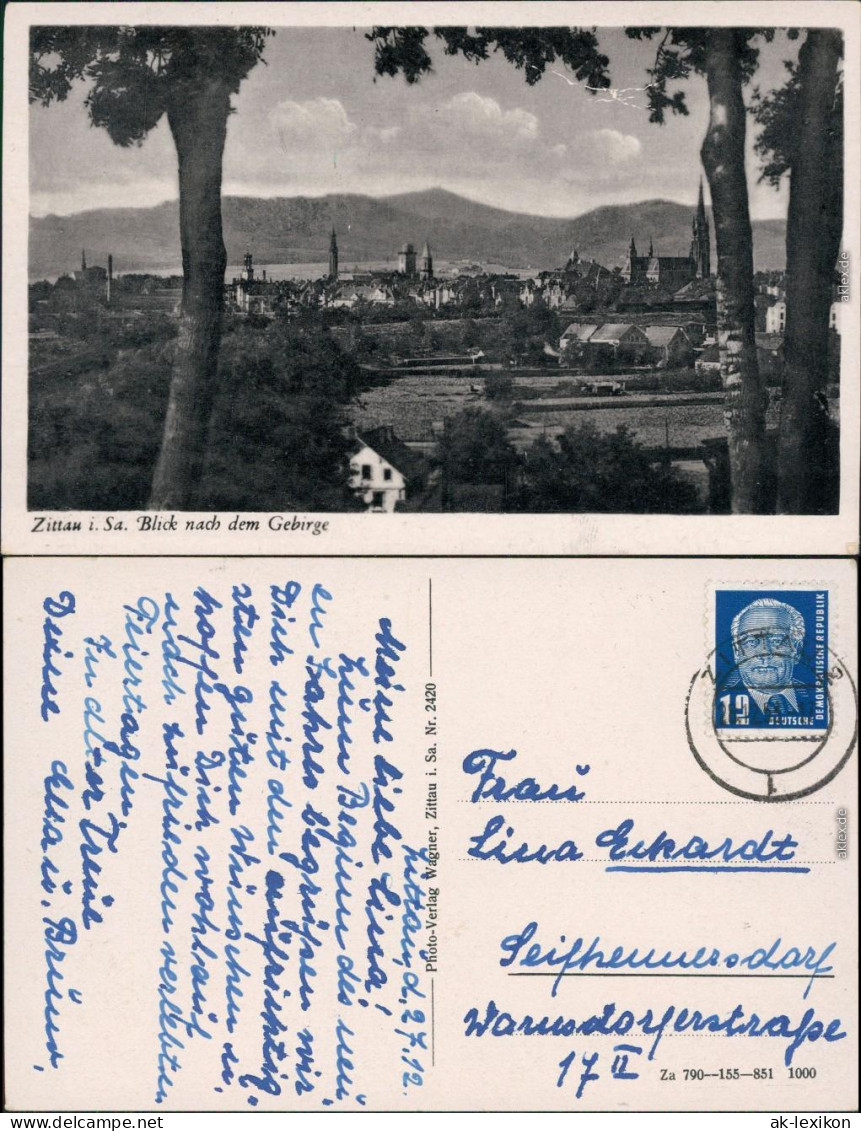 Ansichtskarte Zittau Blick Zur Stadt 1953  - Zittau