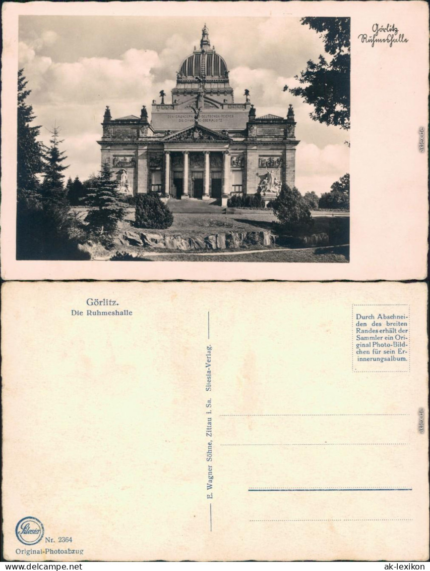 Ansichtskarte Zgorzelec Die Ruhmeshalle Fotokarte 1920 - Görlitz