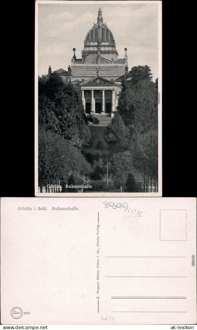 Ansichtskarte Zgorzelec Ruhmeshalle Mit Allee 1920 - Görlitz
