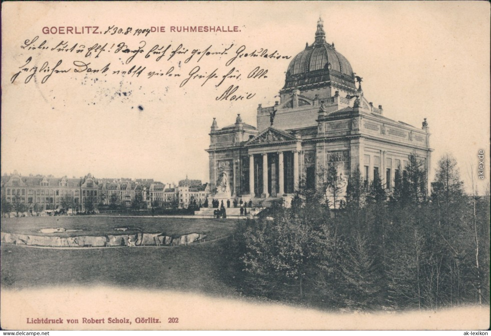 Zgorzelec Görlitz Ruhmeshalle Wohnhäuserzeile Und Menschen Auf Der Treppe 1904 - Görlitz