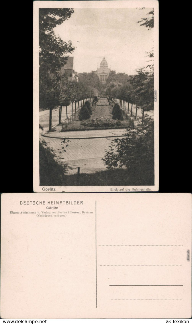 Ansichtskarte Zgorzelec Häuserzeile Straße - Fernblick Zur Ruhmeshalle 1924  - Görlitz