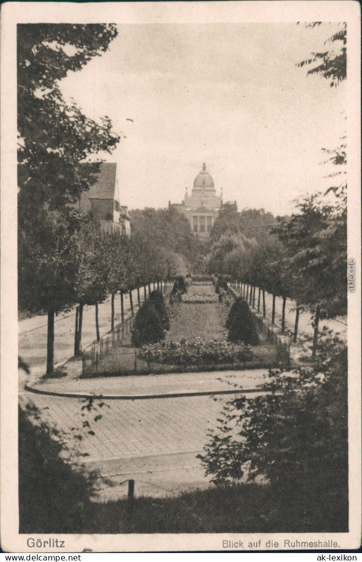 Ansichtskarte Zgorzelec Häuserzeile Straße - Fernblick Zur Ruhmeshalle 1924  - Görlitz