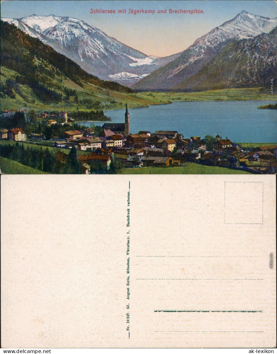 Schliersee Panorama-Ansicht Mit Jägerkamp Und Brecherspitze 1914 - Schliersee