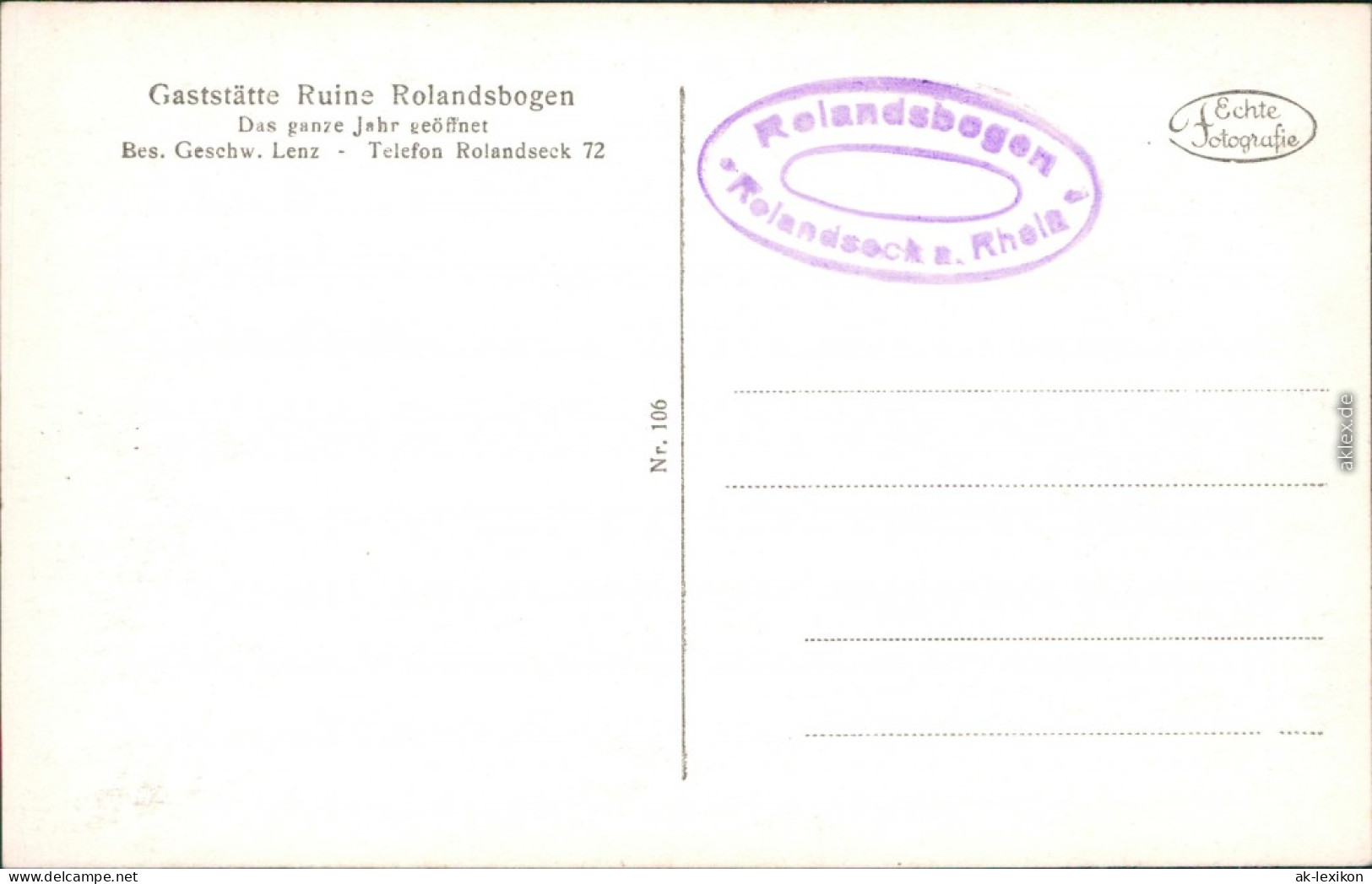 Ansichtskarte Rolandseck-Remagen Gaststätte Ruine Rolandsbogen 1930  - Remagen