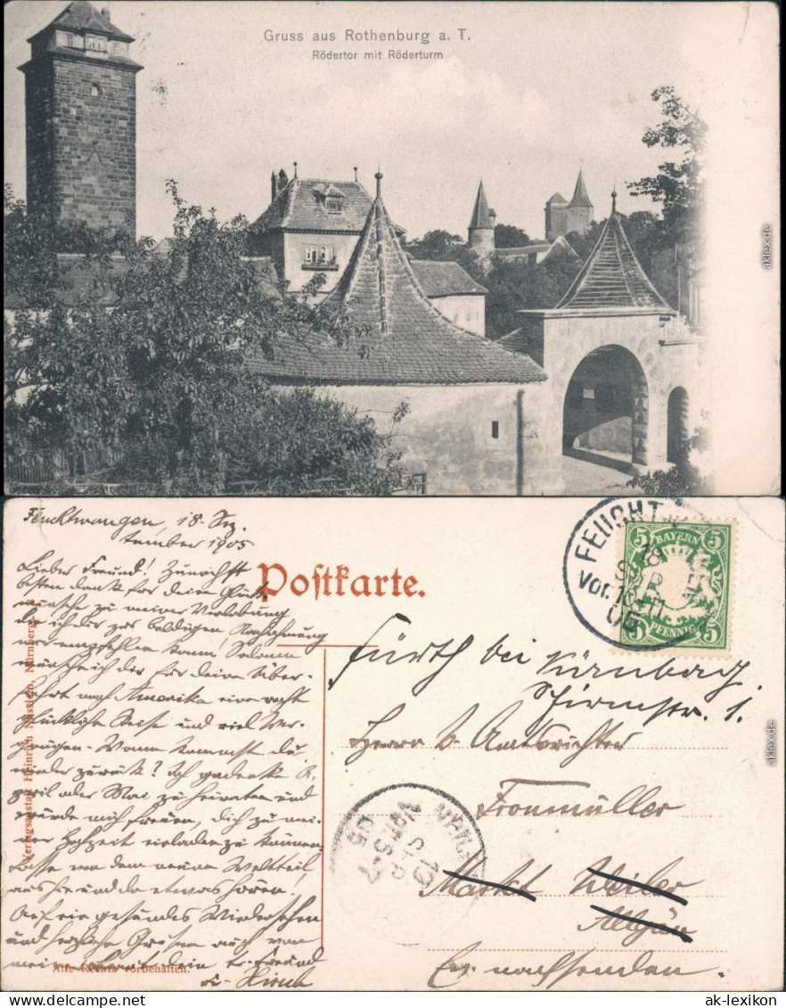 Ansichtskarte Rothenburg Ob Der Tauber Röderturm Und Rödertor 1905 - Rothenburg O. D. Tauber