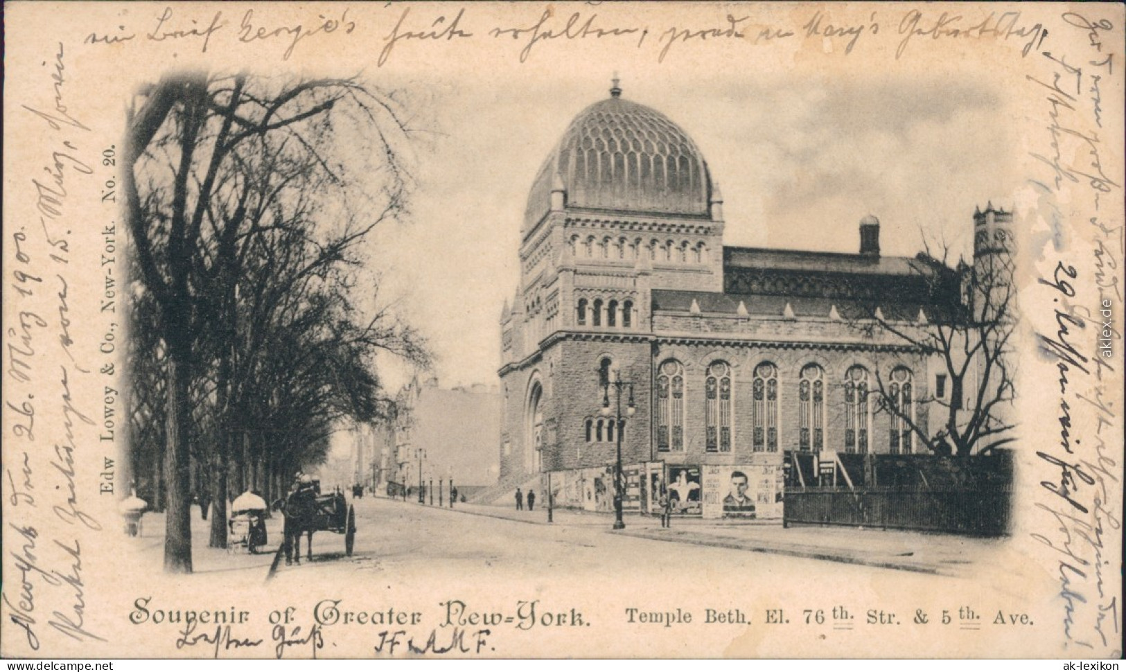 Ansichtskarte New York City Temple Beth. Synagoge Judaika
 1900 - Autres & Non Classés