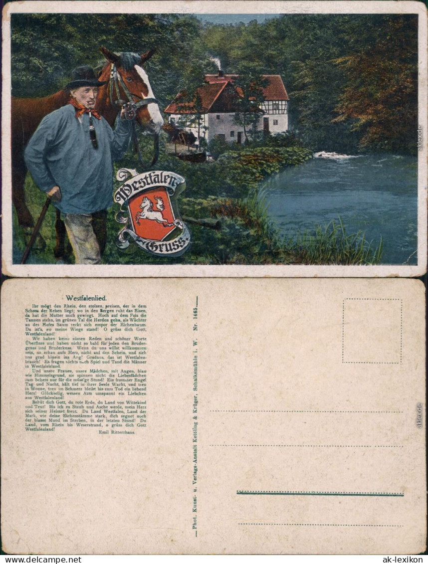 Ansichtskarte  Liedansichtskarte "Westfalenlied" 1914 - Música