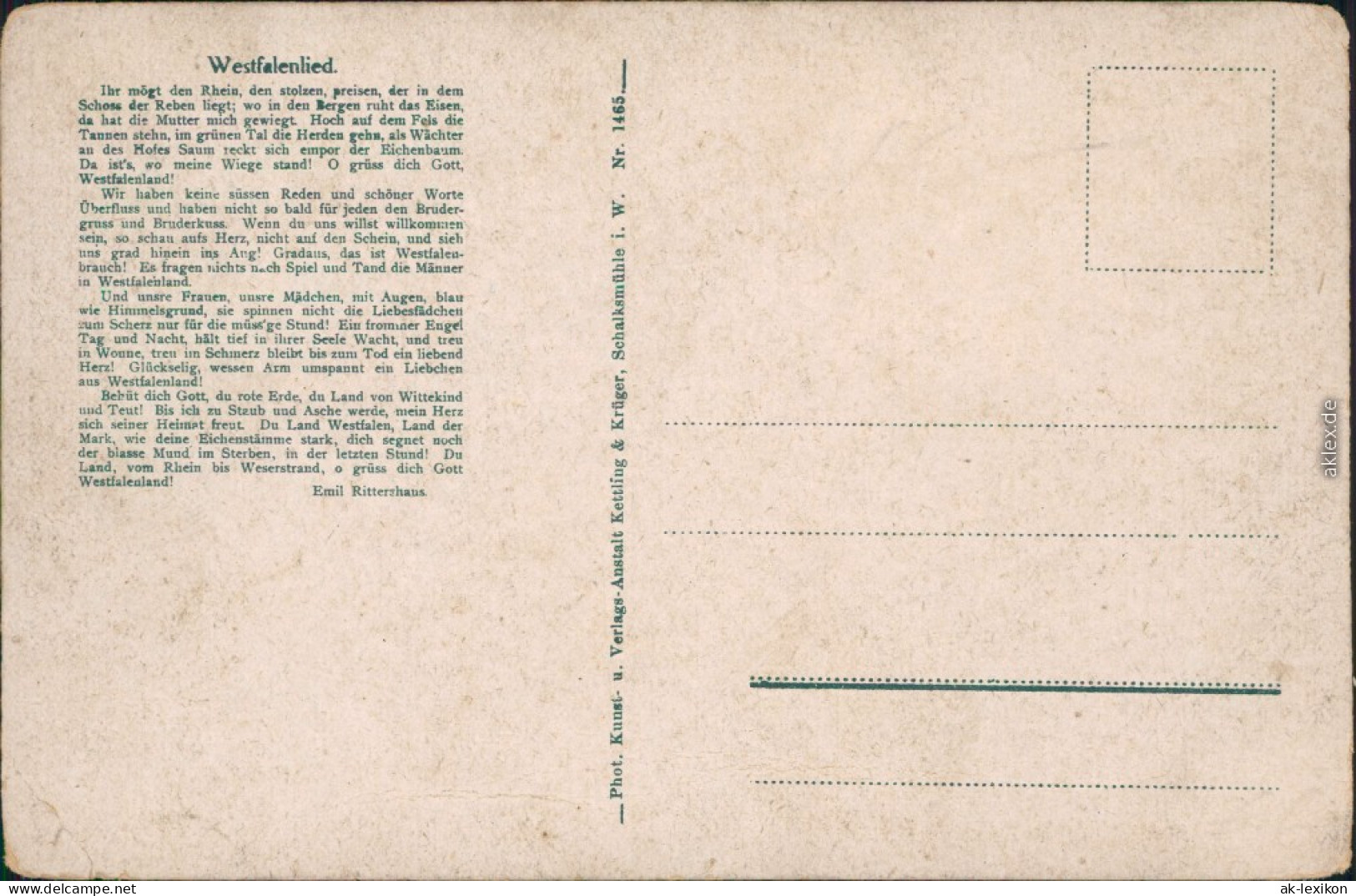 Ansichtskarte  Liedansichtskarte "Westfalenlied" 1914 - Musique