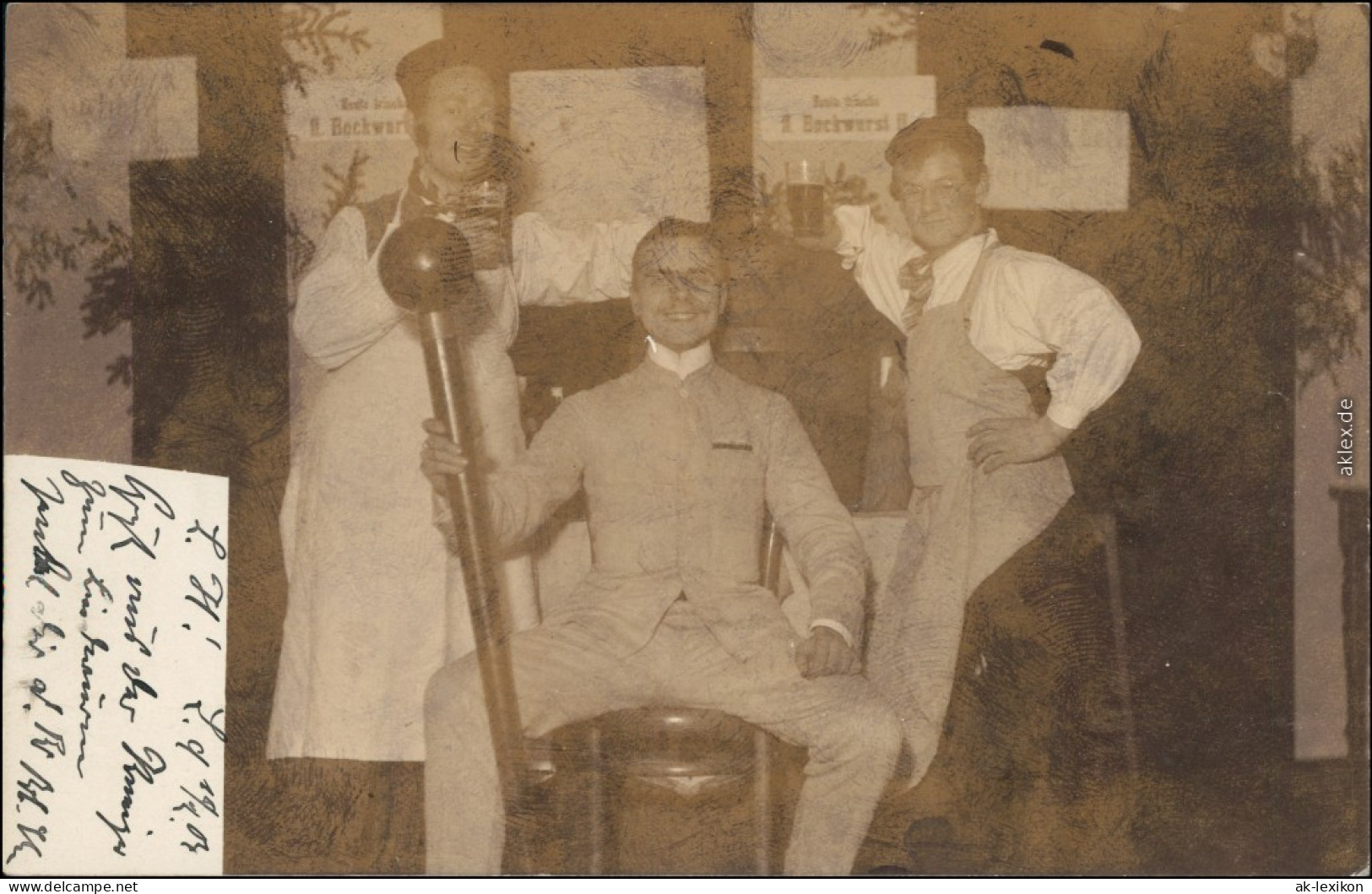 Ansichtskarte Gruppenfoto Gastwirtschaft Bier Bockwurst 1903 - Zonder Classificatie