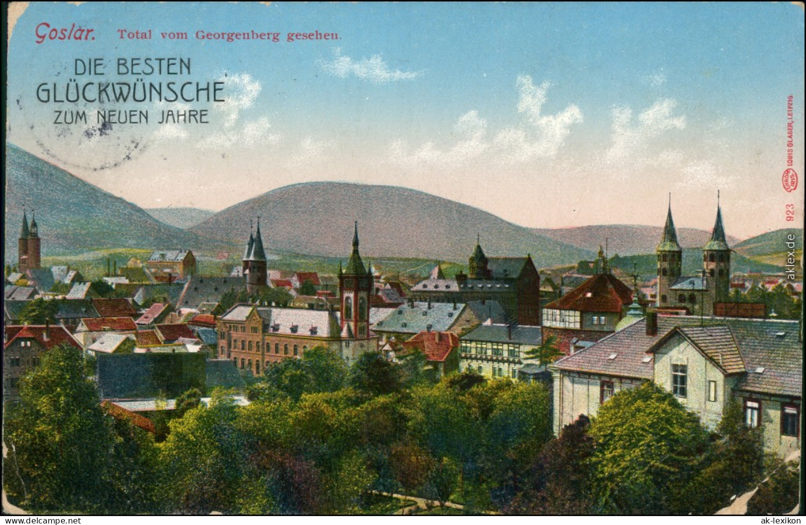 Goslar Ansicht Vom Georgenberg, Glückwunsch Zum Neuen Jahre 1912 - Goslar