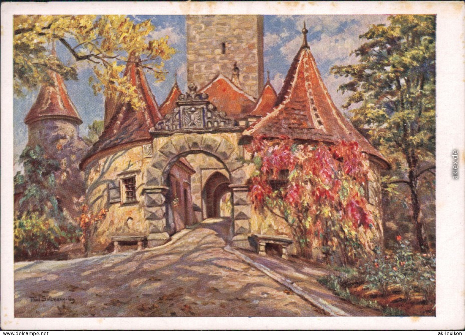 Rothenburg Ob Der Tauber   Gemälde V. P. Sollmann - Burgtor Von Innen 1932 - Rothenburg O. D. Tauber