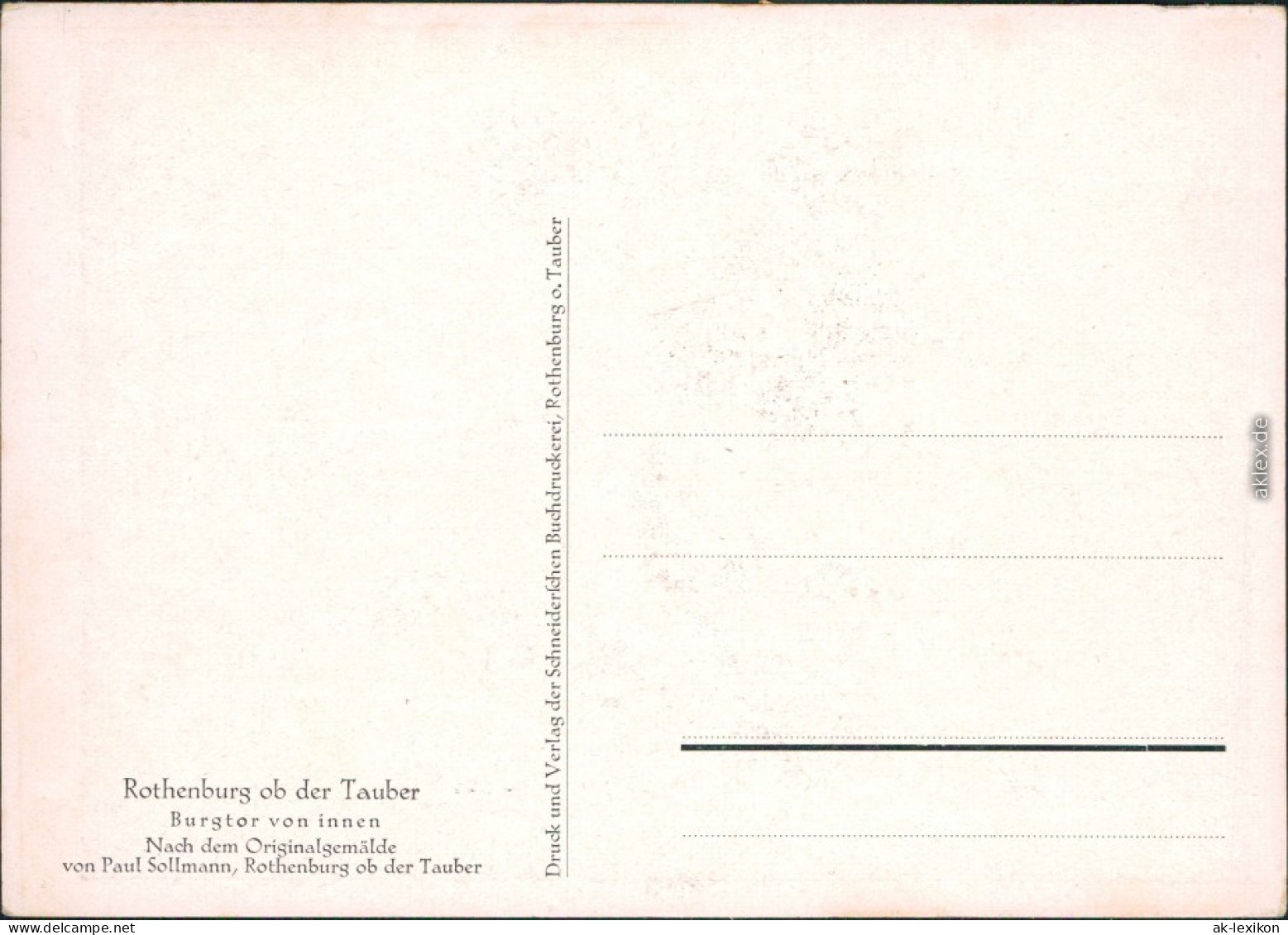 Rothenburg Ob Der Tauber   Gemälde V. P. Sollmann - Burgtor Von Innen 1932 - Rothenburg O. D. Tauber