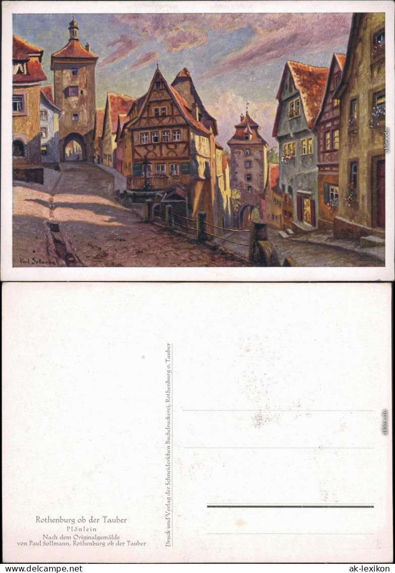 Rothenburg Ob Der Tauber Künstlerkarte: Gemälde V. P. Sollmann - Plönlein 1934 - Rothenburg O. D. Tauber