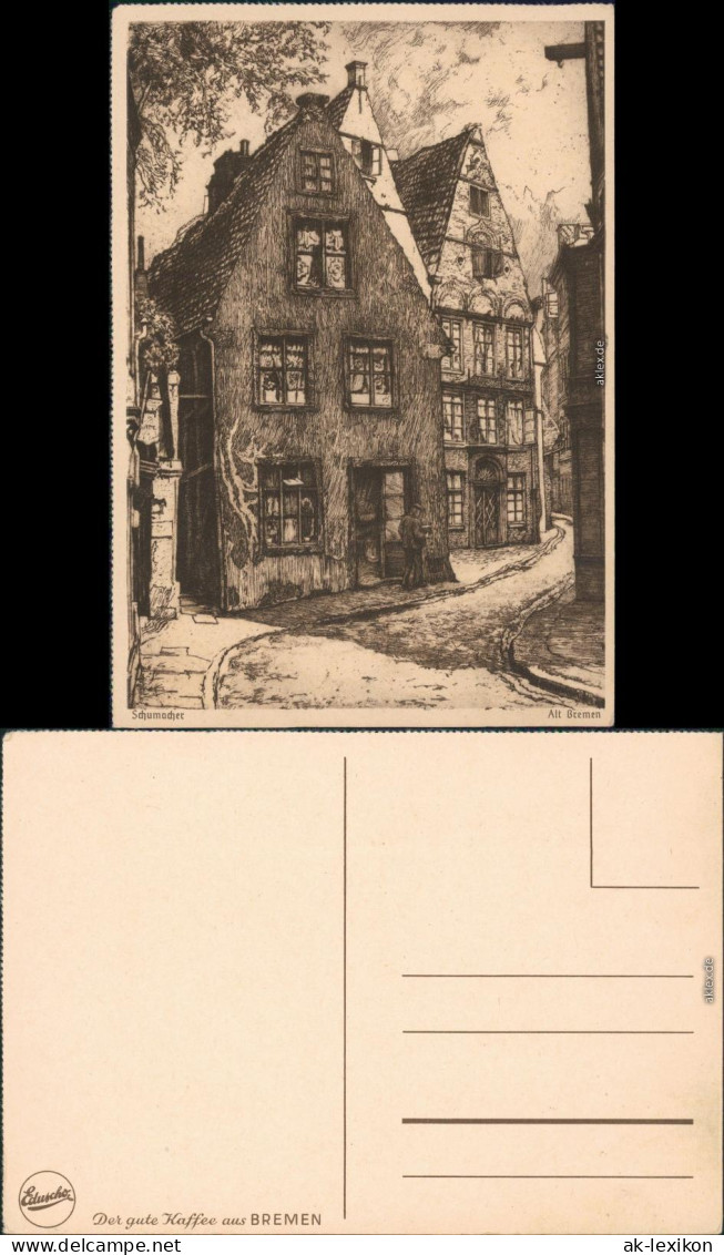 Ansichtskarte Bremen Schumacher Federzeichnung
 1920 - Bremen