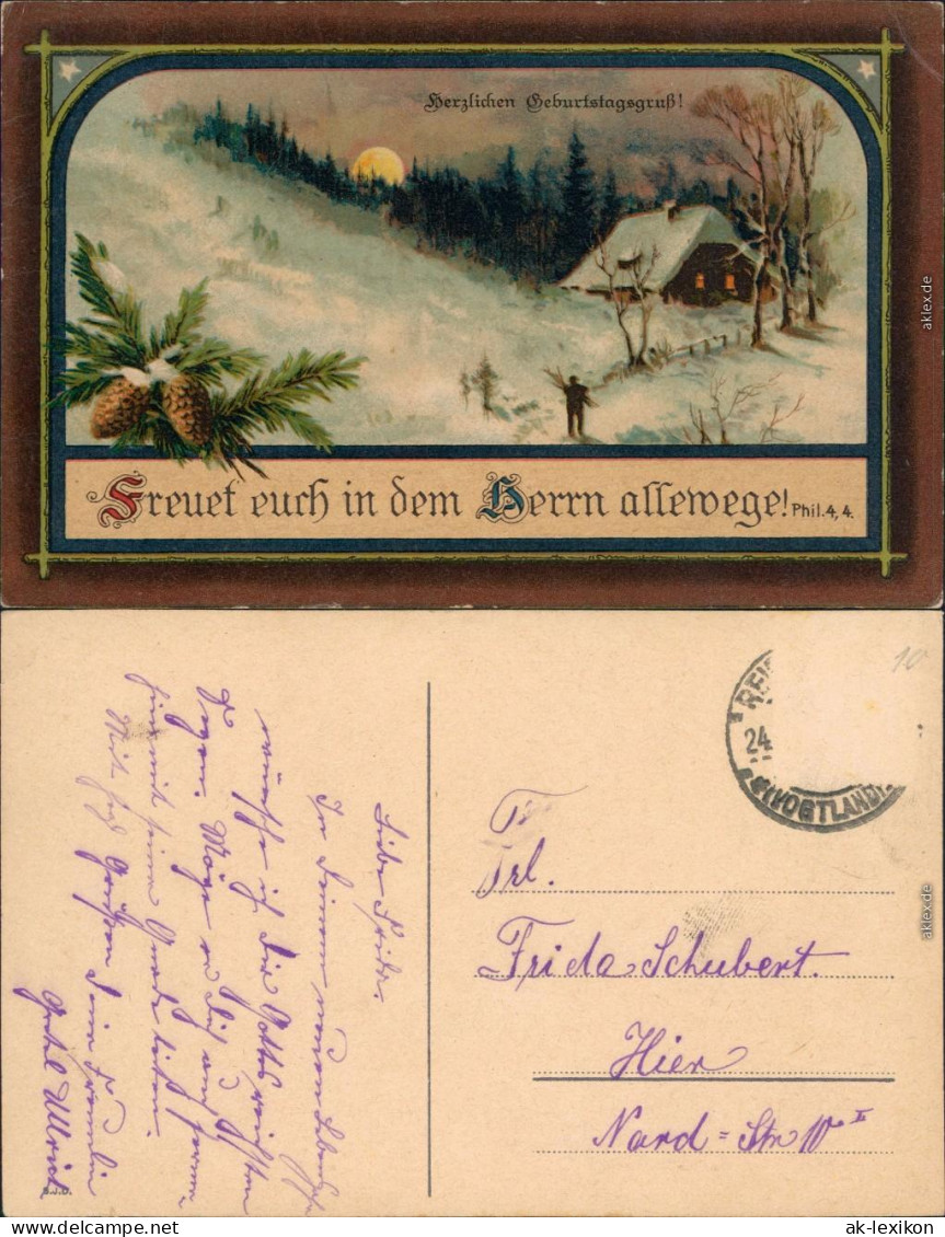 Ansichtskarte  Geburtstag - Freuet Euch In Dem Herrn Allewege 1914  - Musique