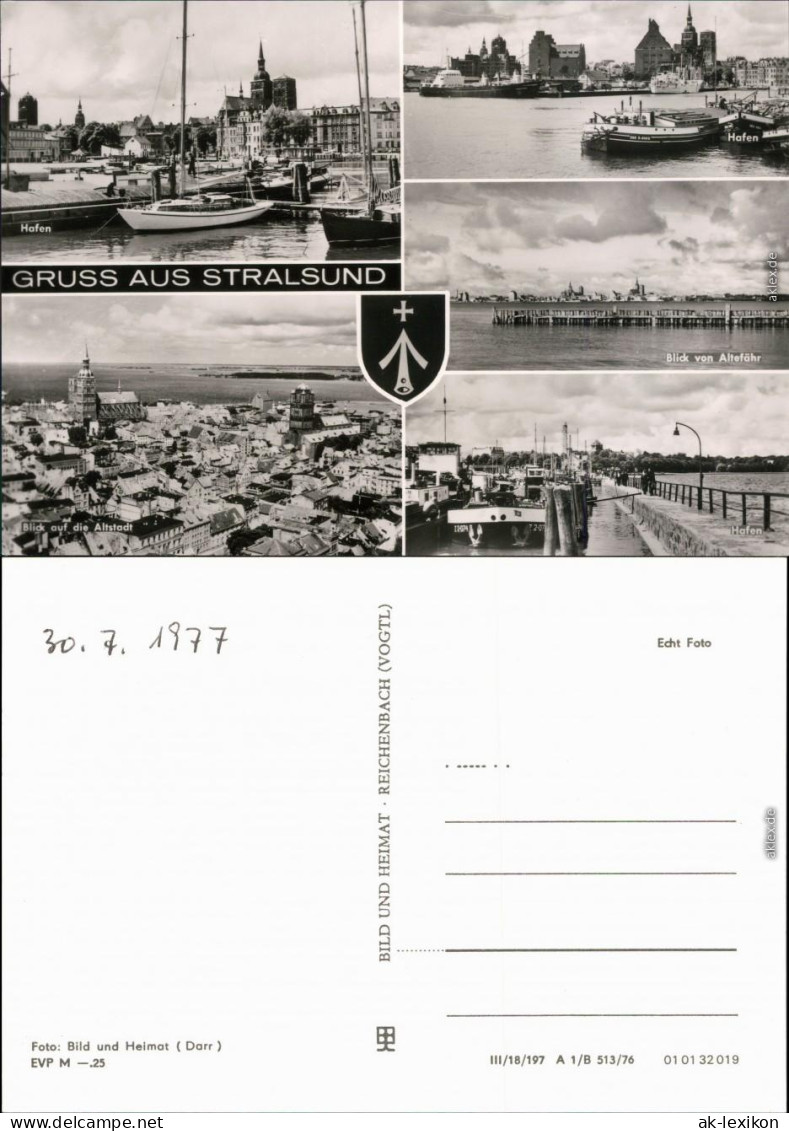 Ansichtskarte Stralsund Hafen, Altstadt, Blick Von Altefähr 1976 - Stralsund