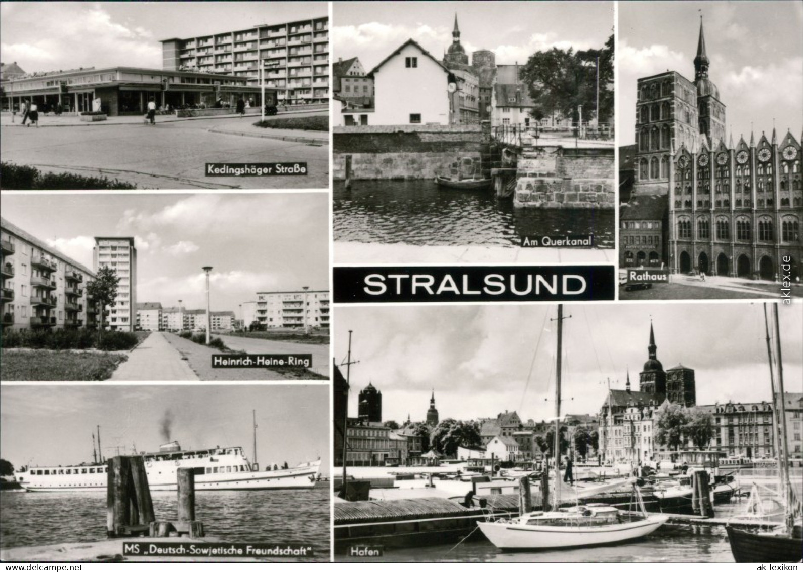 Stralsund Querkanal Hafen, Rathaus, MS, Kedingshäger Straße 1977 - Stralsund