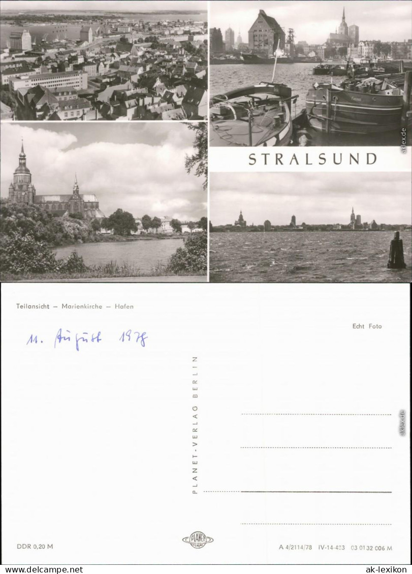 Ansichtskarte Stralsund Teilansicht, Marienkirche, Hafen 1978 - Stralsund