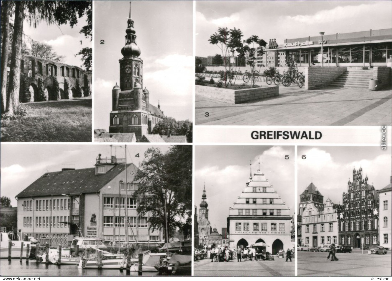 Greifswald Klosterruine,  Kaufhalle, Marineschule Platz Der Freundschaft 1981 - Greifswald