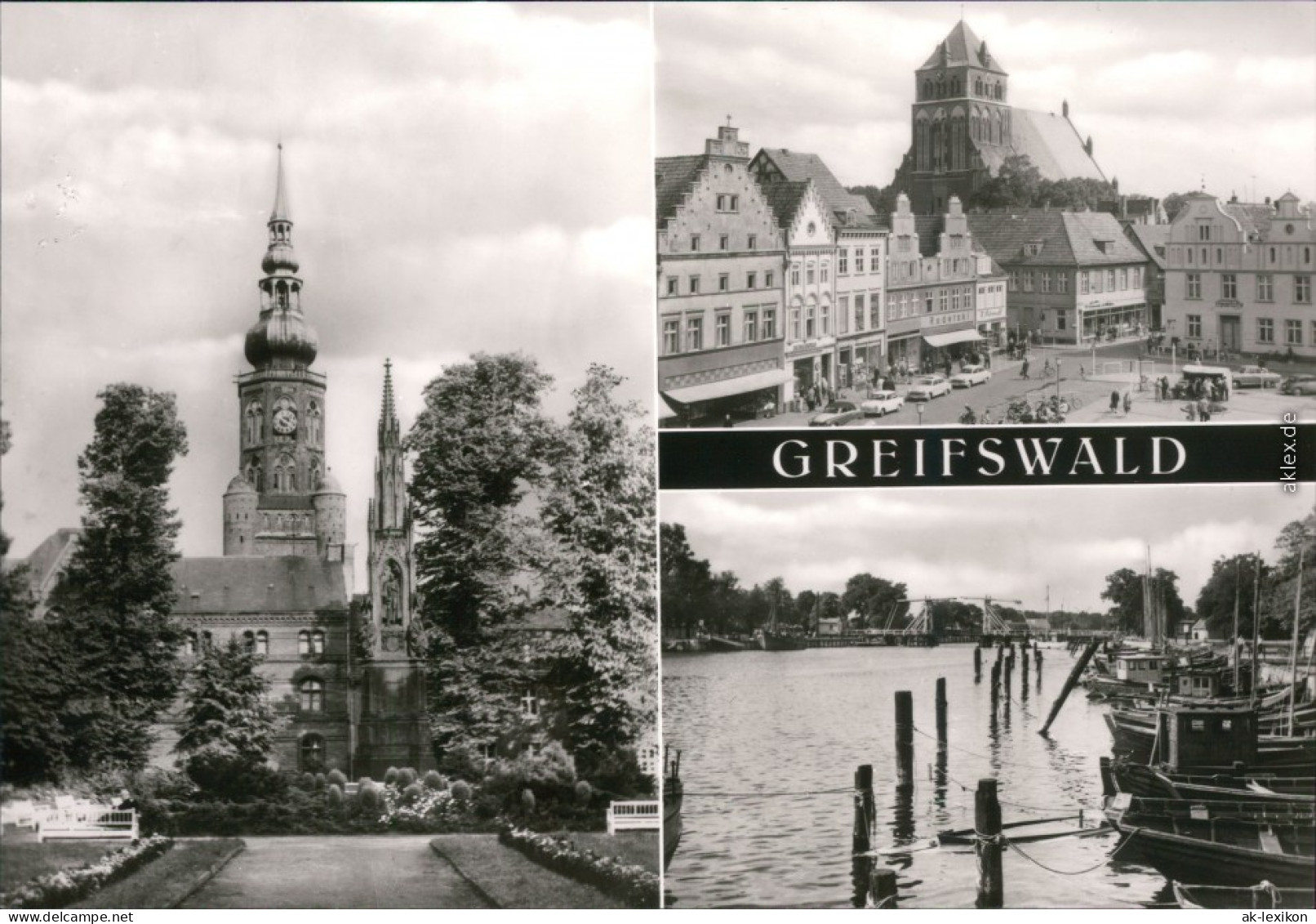 Greifswald Rubenow-Denkmal, St. Nikolaikirche, Markt, Fischereihafen 1978 - Greifswald