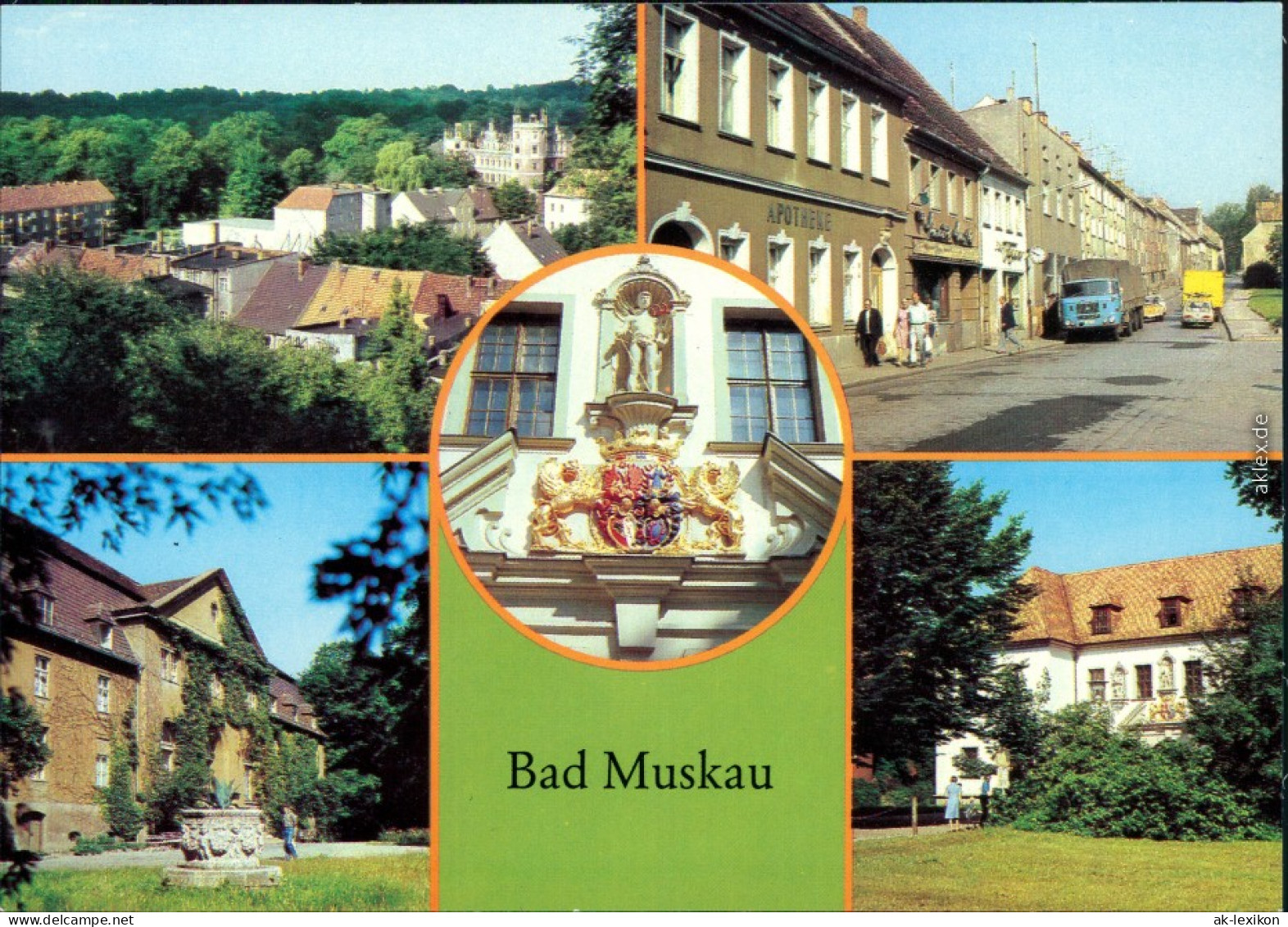 Bad Muskau Ernst-Thälmann-Straße, Teilansicht, Wappen Am Alten Schloss  1984 - Bad Muskau