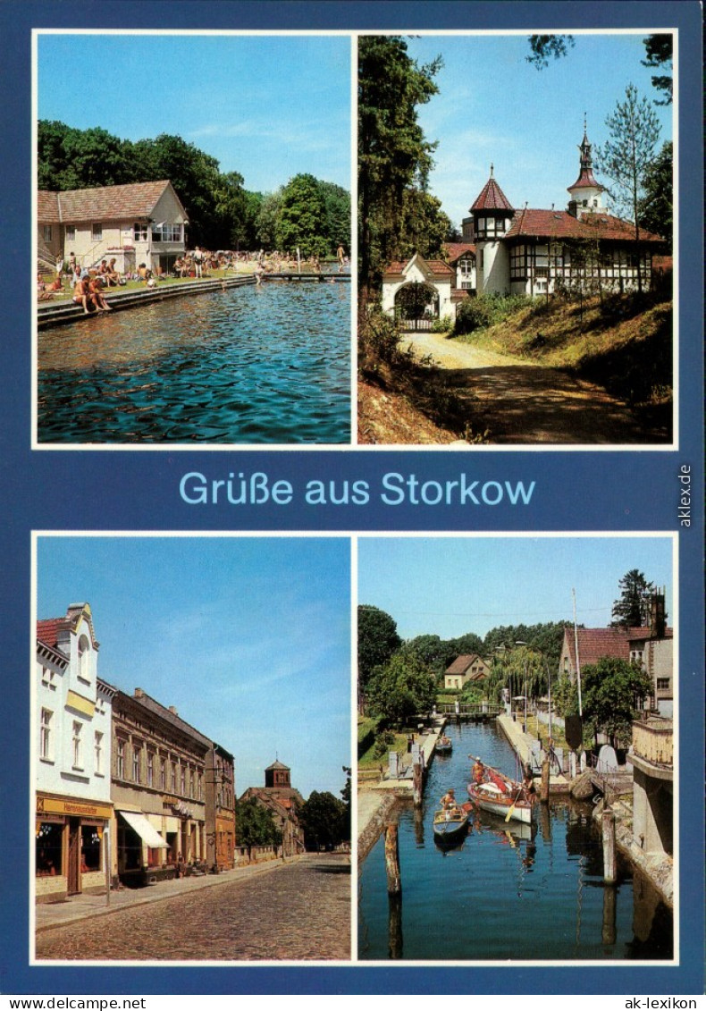 Storkow/Mark Strandbad Am Storkower See, Ingenieurschule, Marktplatz,  1986 - Storkow