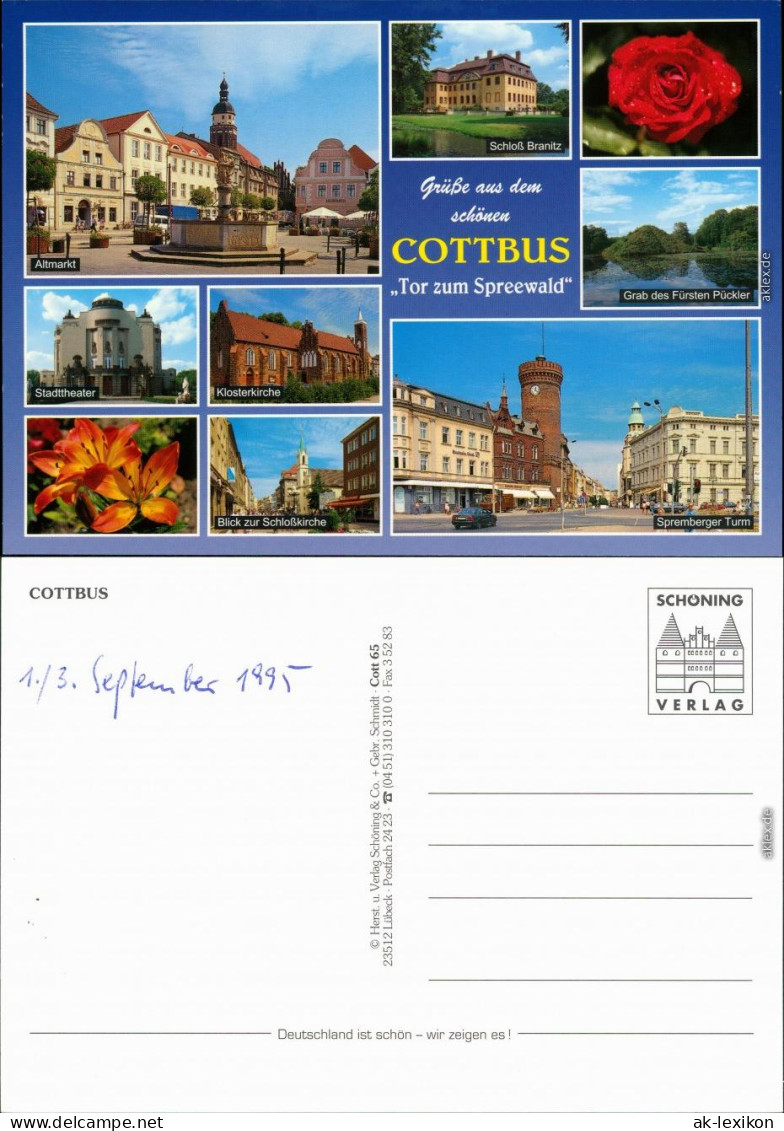 Cottbus Choćebuz Altmarkt, Schloß Branitz, Klosterkirche, Spremberger Turm 1995 - Cottbus