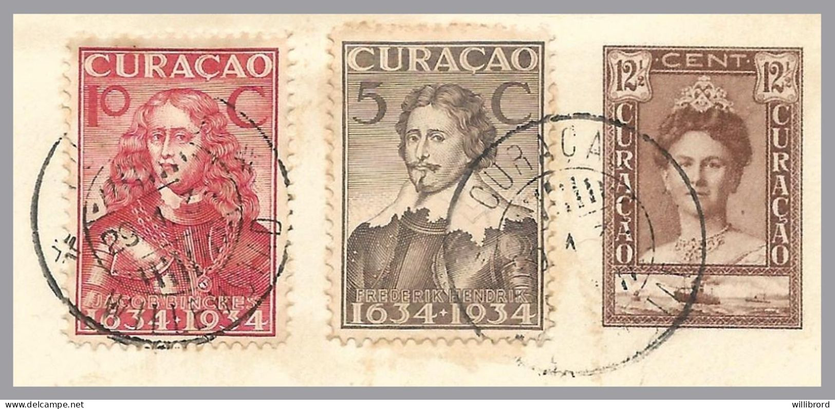 NETHERLANDS CURACAO 1934 5c Hendrik & 10c Binckes On 12½c Wilhelmina & Ship Postal Stationery Envelope To USA - Curazao, Antillas Holandesas, Aruba