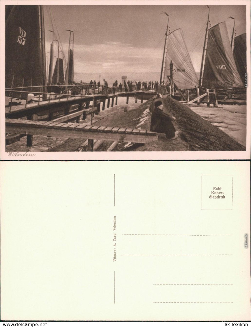 Ansichtskarte Edam-Volendam Partie Am Hafen - Steg, Segelboote 1930 - Volendam