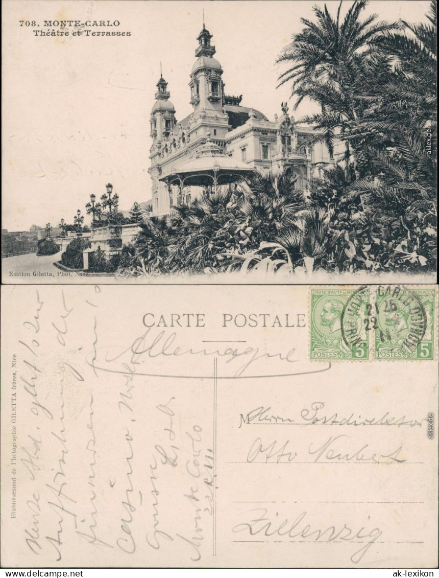 Ansichtskarte Monte-Carlo Theatre Et Terrasses 1911  - Autres & Non Classés