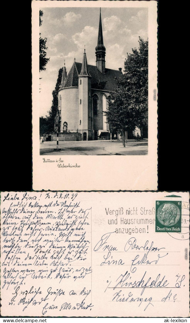 Ansichtskarte Zittau Partie An Der Weberkirche 1934  - Zittau