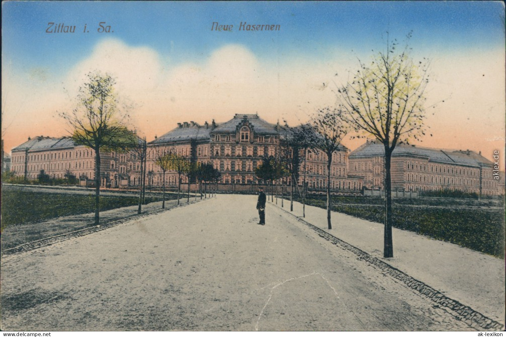 Ansichtskarte Zittau Straßenpartie - Neue Kaserne 1912  - Zittau