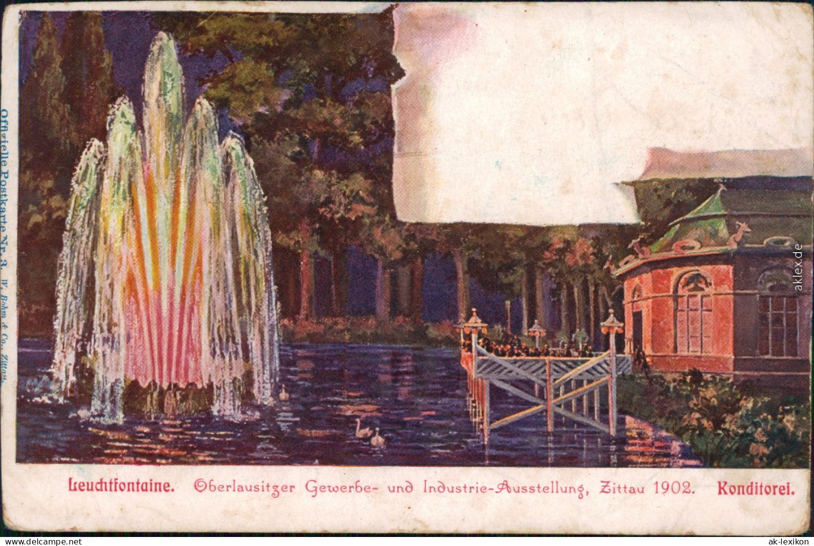 Zittau Oberlausitzer Industrieausstellung - Leuchtfontaine Konditorei 1902 - Zittau
