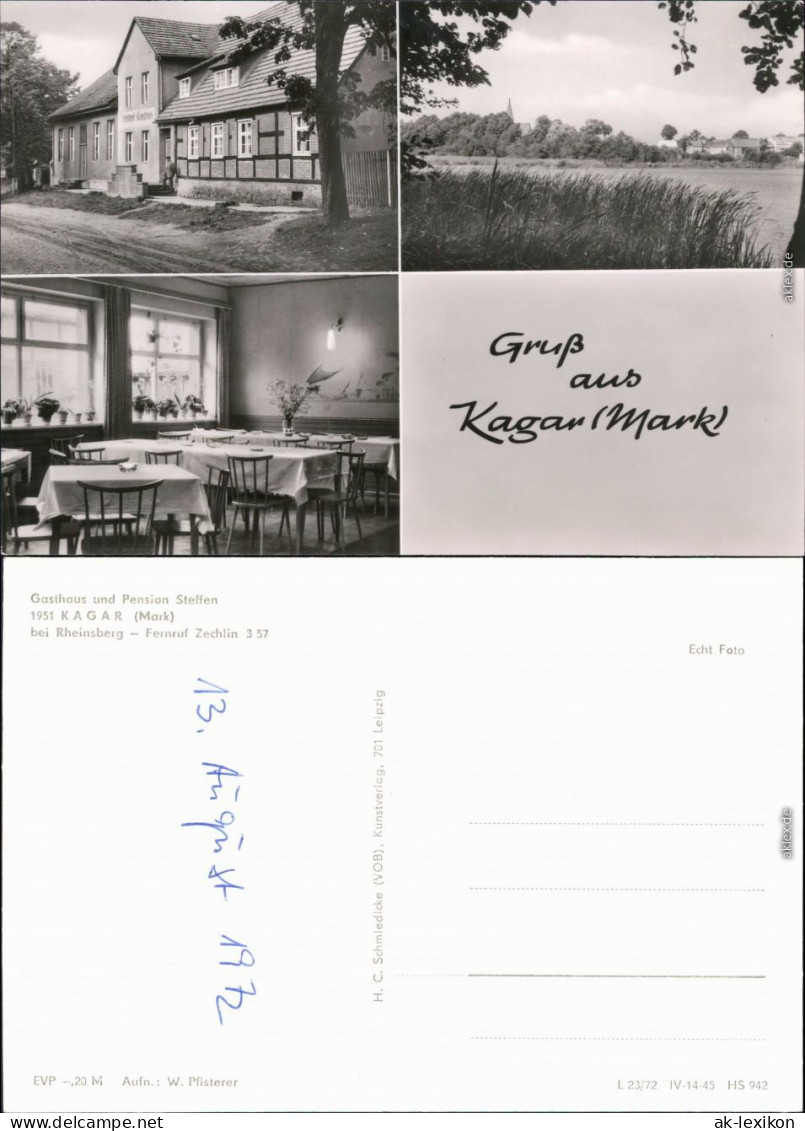 Ansichtskarte Kagar-Rheinsberg Gasthaus Und Pension Steffen 1972 - Rheinsberg