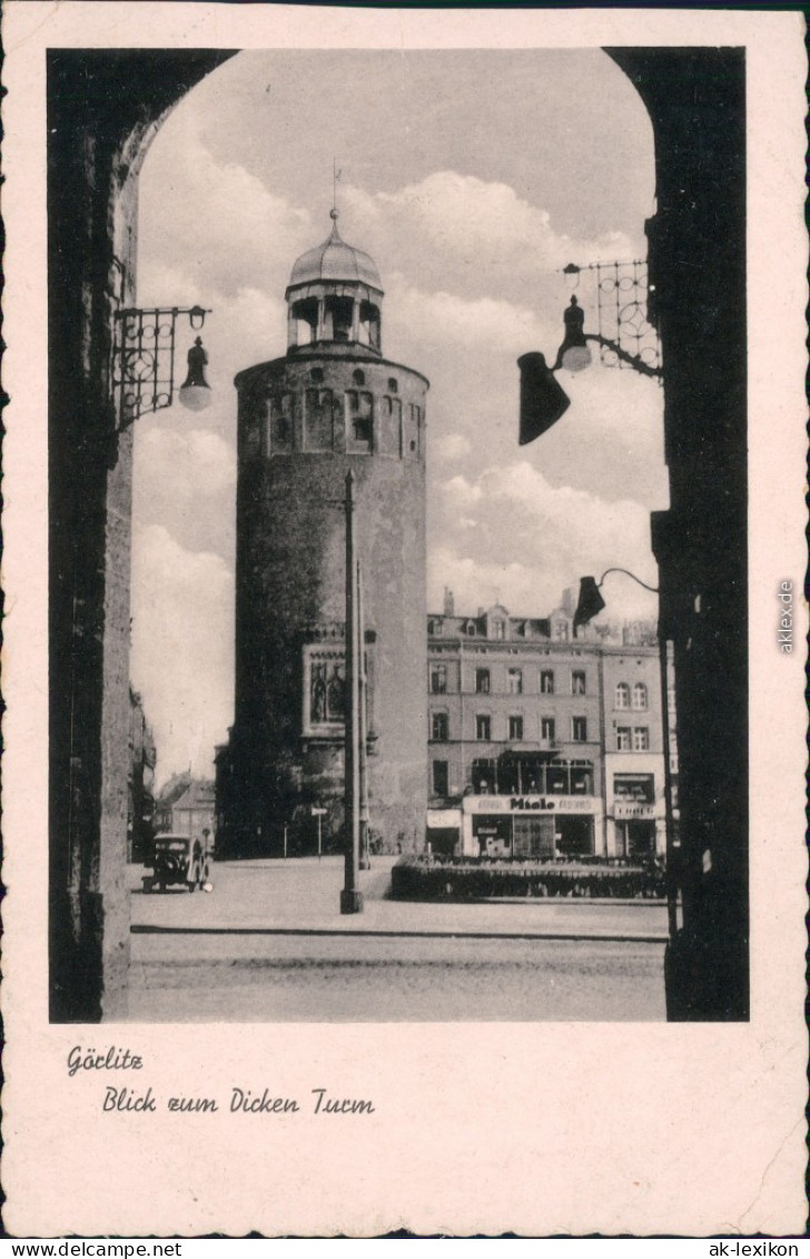 Görlitz Zgorzelec Blick Zum Dicken Turm, Auto MIELE-GEschäft 1942  - Görlitz