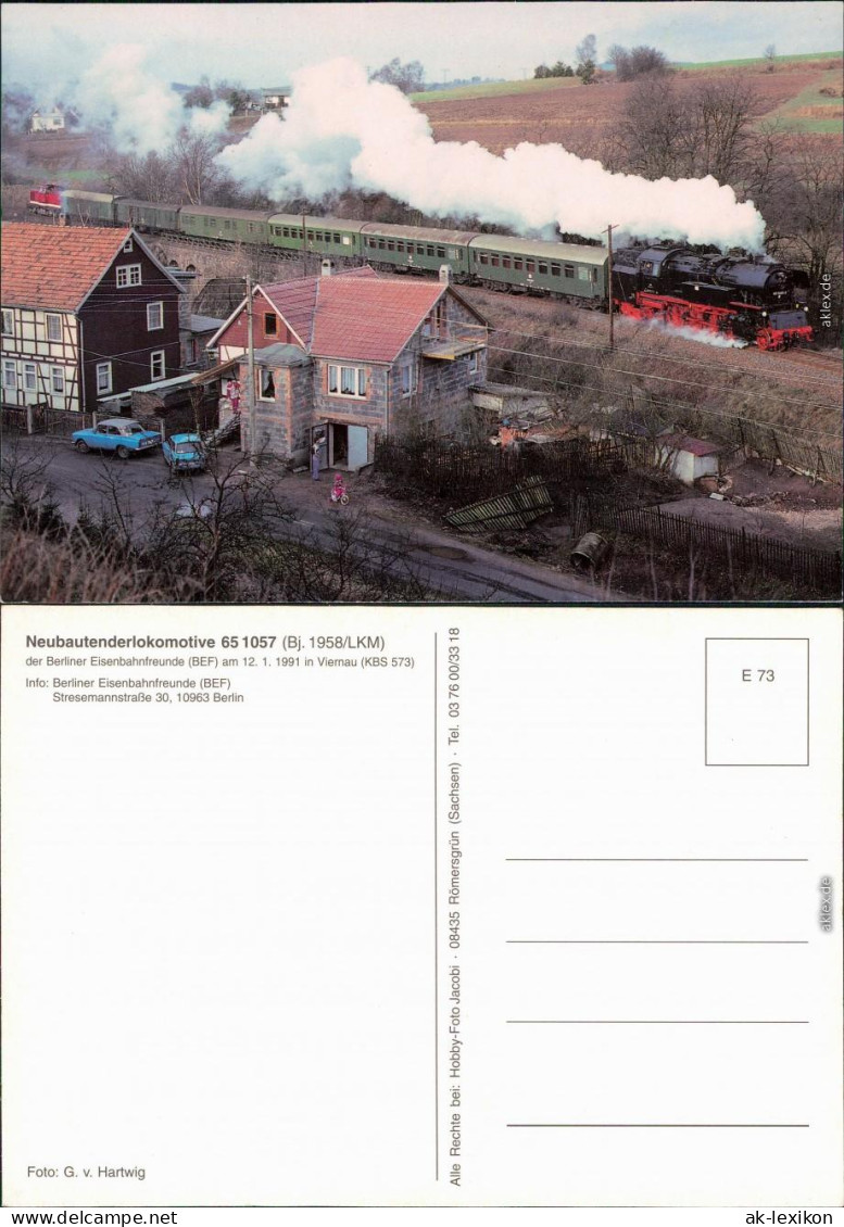 Ansichtskarte  Neubautentenderlokomotive 65 1057 1991 - Trains